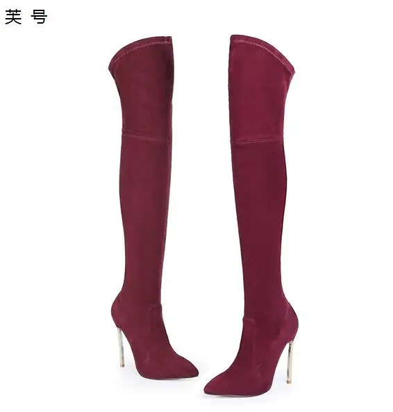 

Fashion Autumn Women Shoes Thigh High Boots Stilettos Sexy Over the Knee Boots Pointy Toe High Heel 12CM Long Boots Women Black