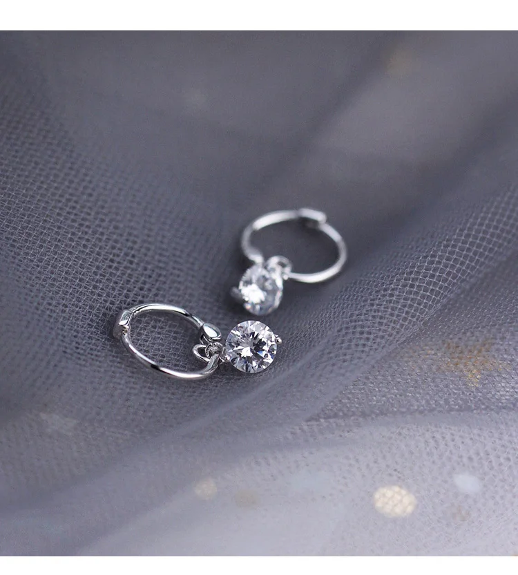 925 пробы серебряные циркониевые Висячие серьги-кольца для женщин Персонализированные хипстерские трендовые популярные круглые серьги корейские ювелирные изделия