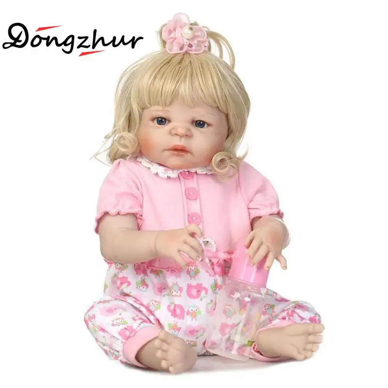 

New 57cm Silicone Reborn Doll with Soft Real Gentle Touch Newborn Doll Full Body Baby Dolls Boys Girls Toy Model Child Gift Pink