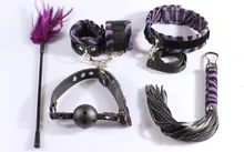 Time-limited Rushed Sexo Fetish 5 Sets:whip, Collar,gag And Feather Tickler Sex Toy leather