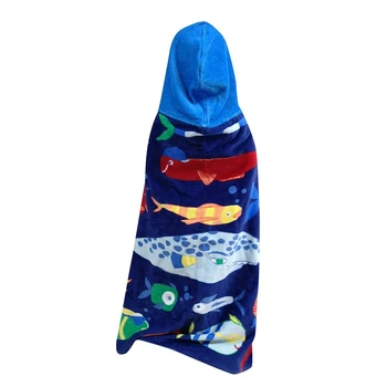 

100% Cotton Kid'S Hooded Bath Towel Toddler Boy Girls Beach Towel Bottom Fish