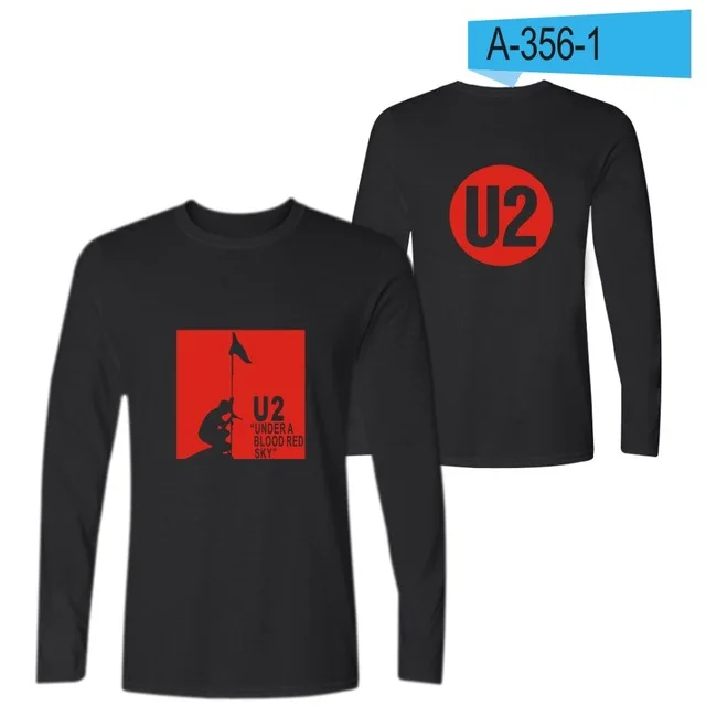 U2 брендовая футболка с длинным рукавом для мужчин и женщин Crewneck U2 band printed Футболка мужская хип-хоп футболка Топы унисекс Одежда XS-4XL - Цвет: black