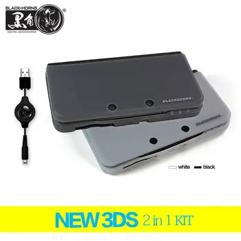 

Game accessories Soft Silicone Gel Skin Spit Case Cover Shell for Nintendo New 3DS (Black or White ) + Retractable Power Cable