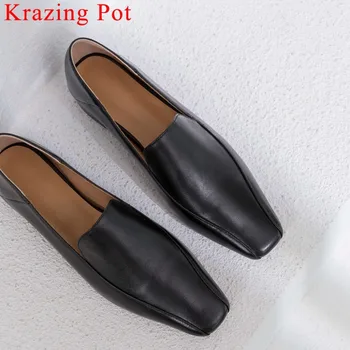 

Krazing Pot handmade full grain leather low heels luxruy gorgeous woman pumps streetwear British style pretty girls shoes L03