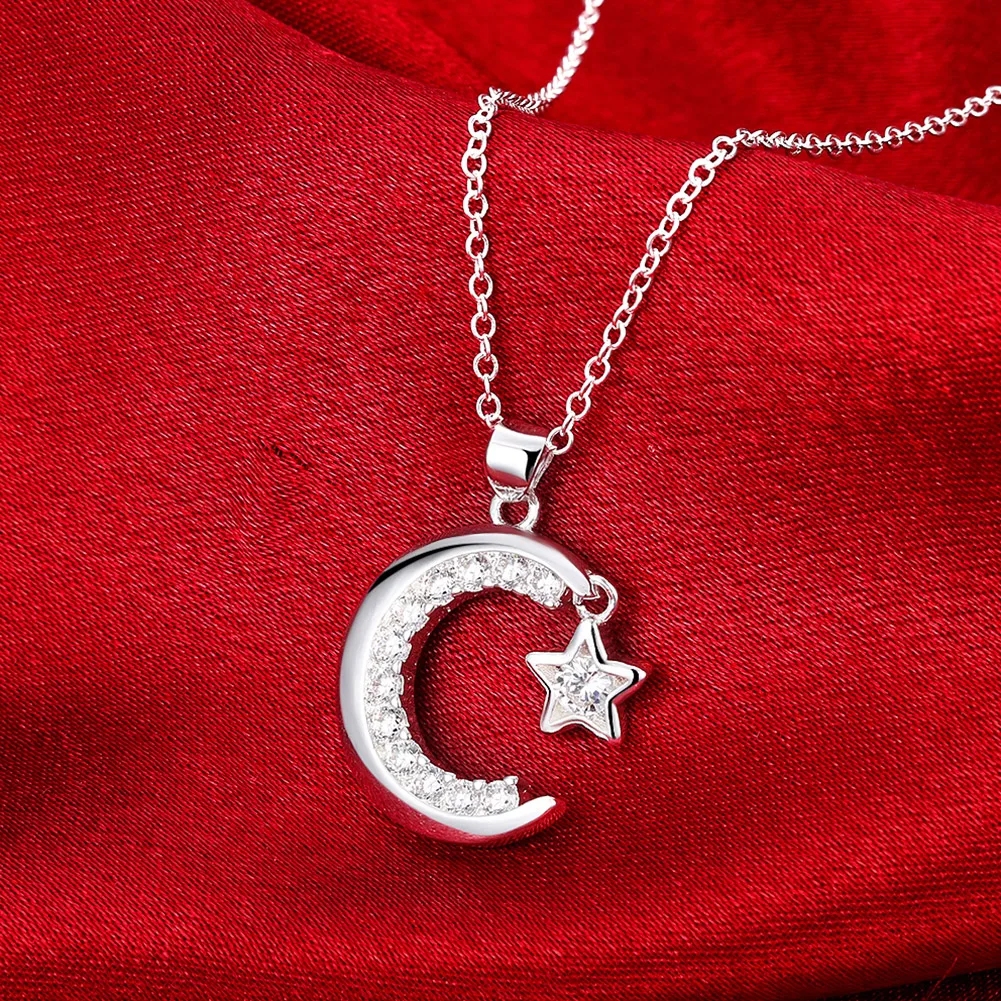 INALIS, модное ожерелье с подвеской в виде Луны и звезды, серебряная цепочка, новинка, ожерелье, хорошее ювелирное изделие для женщин