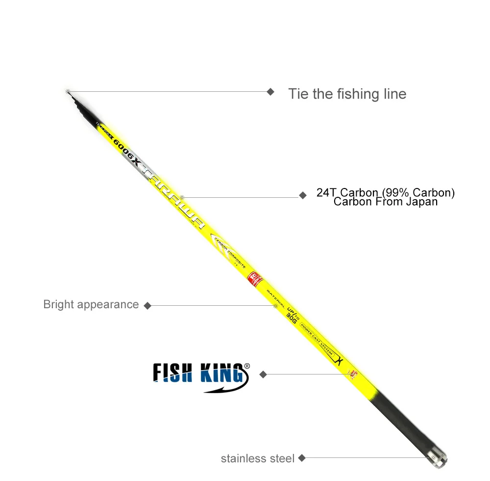 FISHKING 24T карбоновая удочка 5 m/6 m/7 m телескопическая c. W. 30 г Удочка углеродная Fis