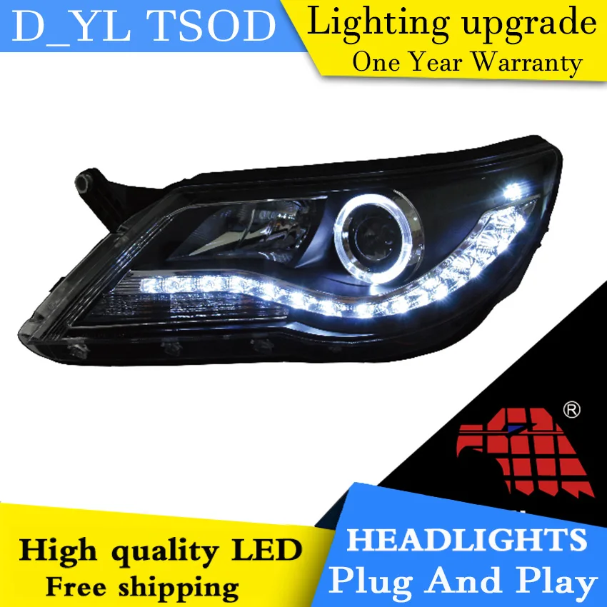 Car Styling For VW Tiguan headlights 2010-2012 led headlight Head Lamp drl projector H7 hid Bi-Xenon Lens | Автомобили и