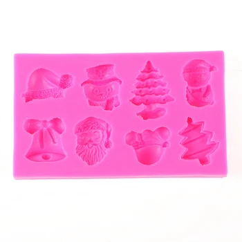 

Hot Christmas Tree Claus Hat Bell Silicone Mold chocolate Fondant moulds DIY cake Decorating Tools Free Shipping T0460