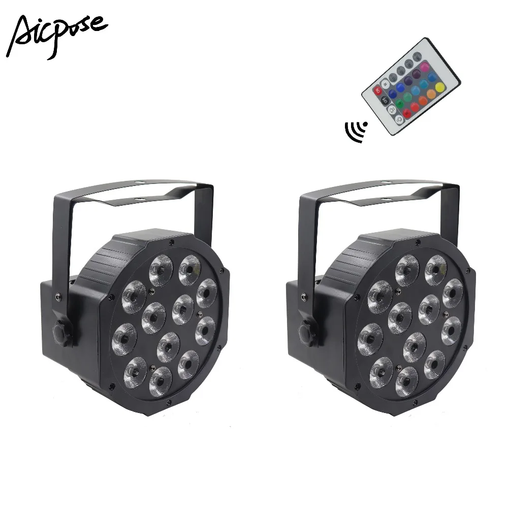 

2Pcs/lots 12x12w led Par with Remote 12pcs 12w Led Lamp Beads RGBW 4in1 Flat Par Led DMX512 Disco Light Professional Stage Light