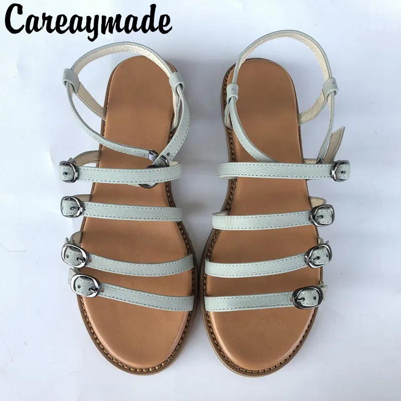 

Careaymade-New head layer cowhide pure handmade Leisure simple literature Rome wind Sandals,retro art mori girl shoes,2 colors