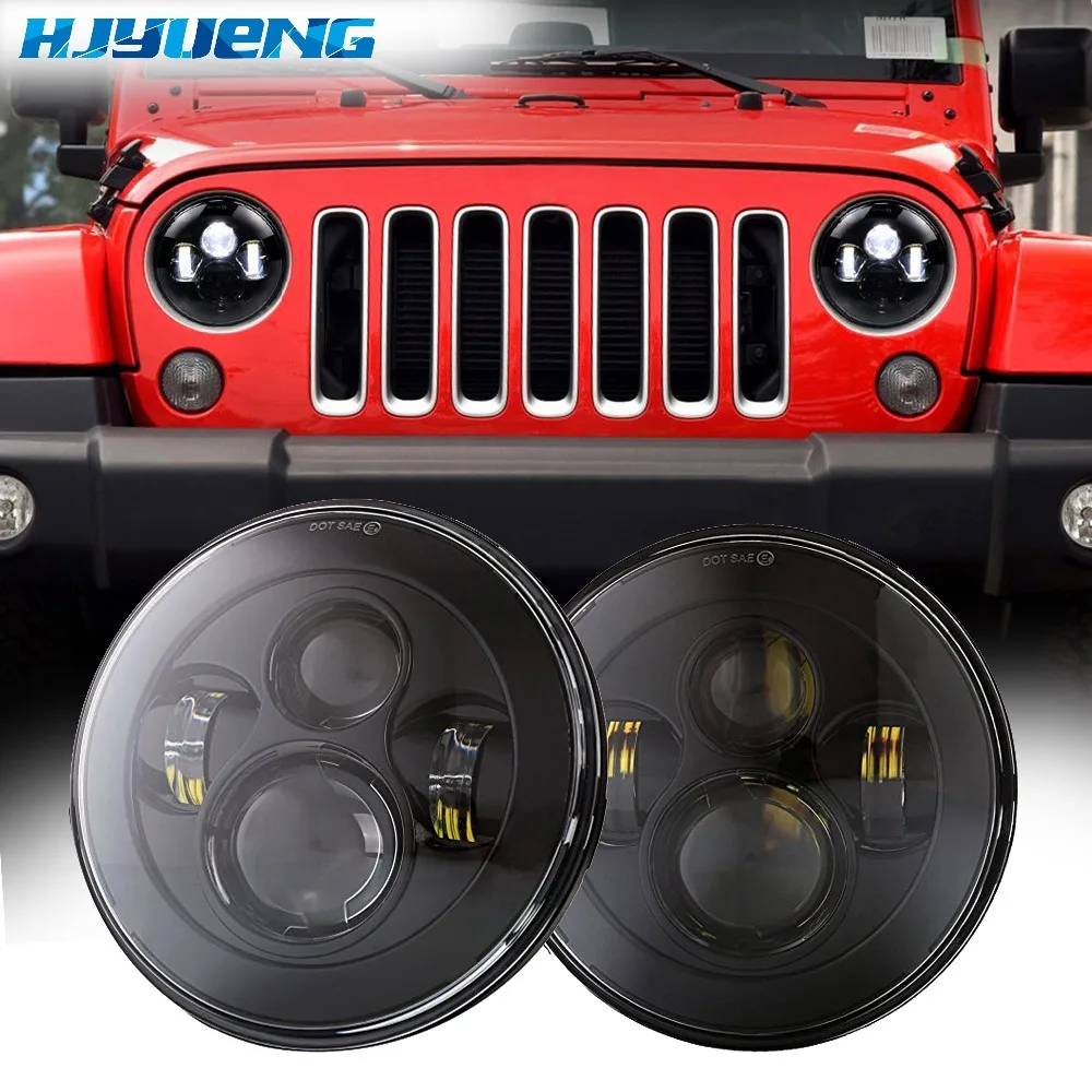 Для Jeep Wrangler JK TJ 45 Вт 7 дюймов H4 прожекторный налобный фонарь с 4 дюймовым круглым
