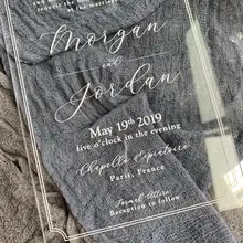 Clear acrylic wedding invitation with custom deisgn AI011