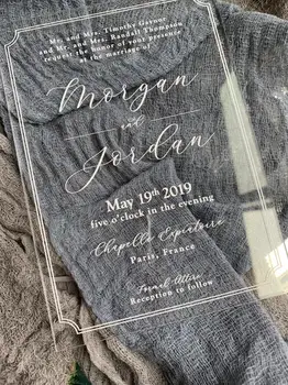 

Clear acrylic wedding invitation with custom deisgn AI011