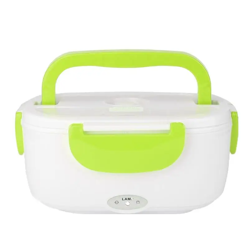 220V/110V 1.05L Portable Electric Heating Lunch Box Food Container Storage Heater Rice Container Dinnerware Sets for Home Car - Цвет: Car plug Green