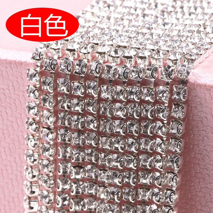 

Prevent Hook Base D Claw Silver Gold Rhinestones Chain for Needlework Crystals Glass Strass DIY Clothes Sewing Accessories 2-4mm