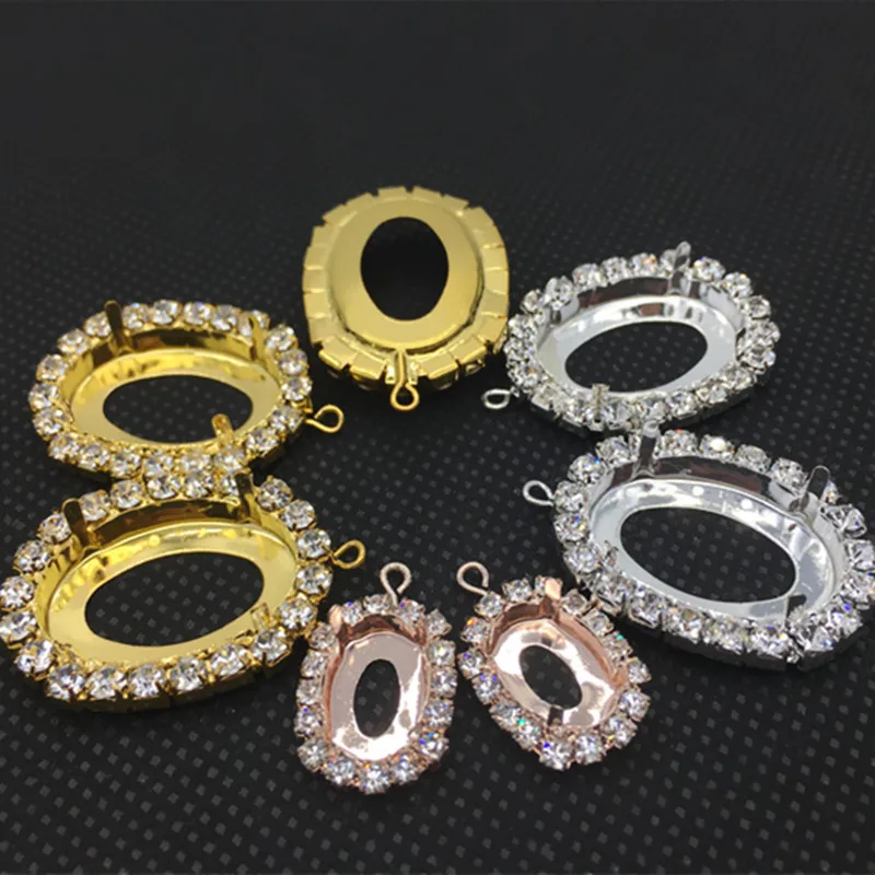 

Oval 1 Loop Pendant Claw with Crystal Chain ;Easy Setting Suitable for 4120 Oval Stone
