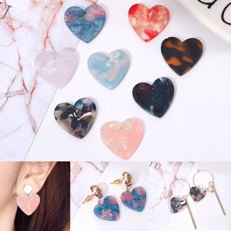

Acetic Acid Love with Hanging Earrings Accessories Ear Clip Diy Handmade Pendant Necklace Components Finding 8pcs