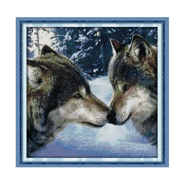 

Joy Sunday cross stitch kits wolves kiss DMC14CT11CT cotton fabric livingroom readingroom tearoom painting factory wholesalerect