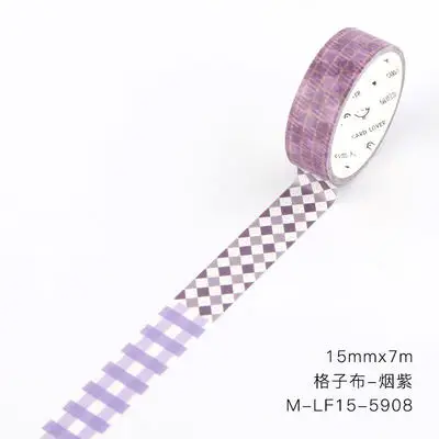 15mm wide color plaids checks grid control square grid collage washi tape DIY Planner diary scrapbooking masking tape escolar - Цвет: purple checks