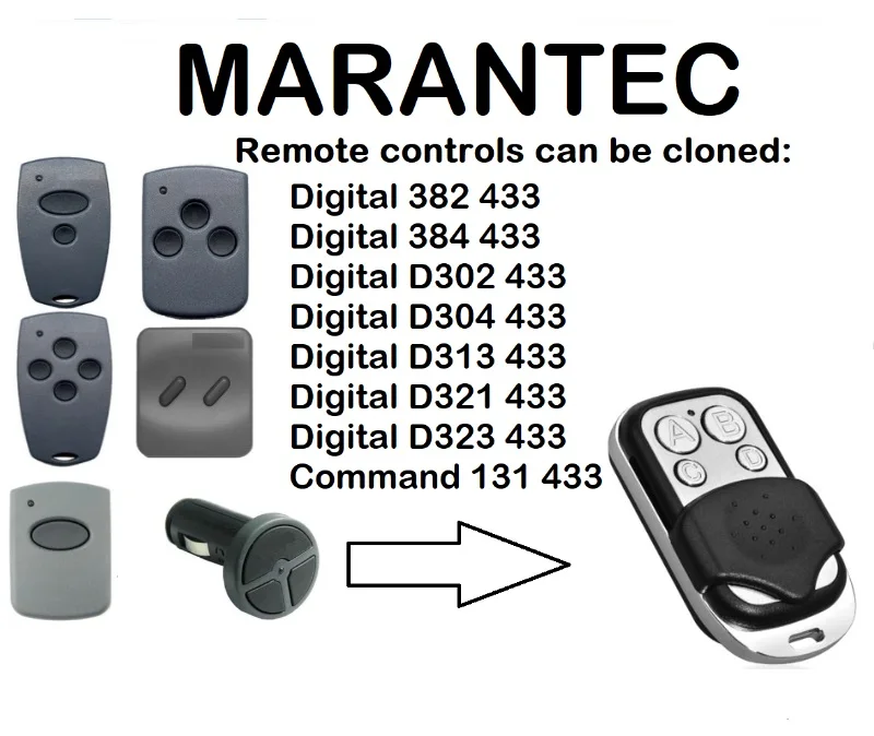 

10pcs MARANTEC Command 131 D302 D304 D313 D321 D323 433 Universal Remote Control Duplicator 433.92MHz.