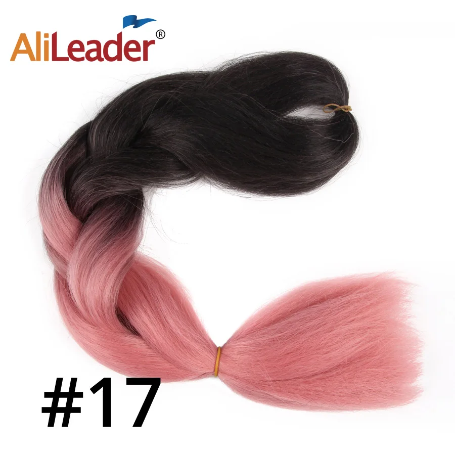 AliLeader, экспрессия, канекалон, вязанные крючком косы, розовый, фиолетовый, заплетенные волосы, 24 дюйма, 100 гр., синтетические волосы, для увеличения объема, огромные косы - Цвет: 17