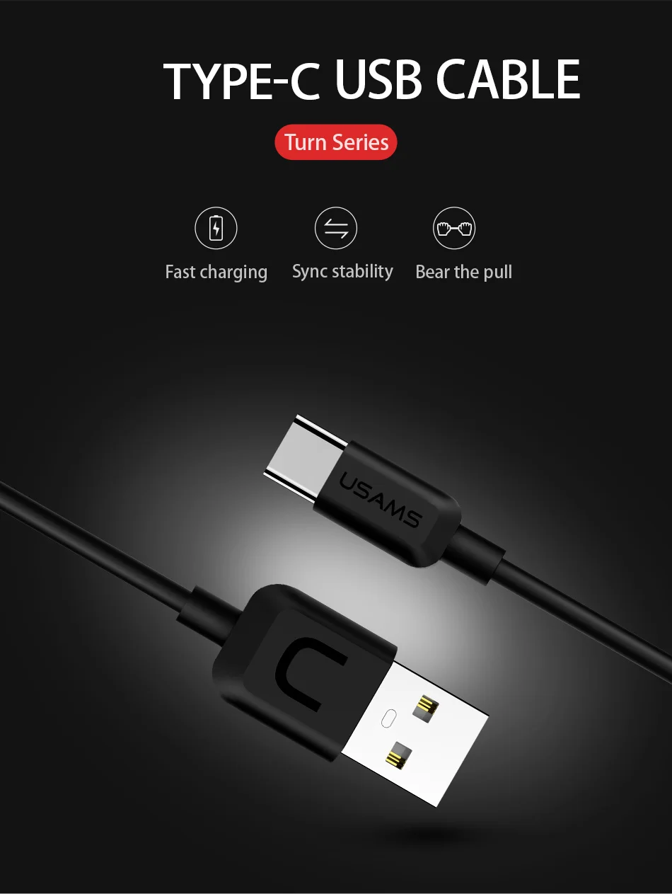 10 шт./лот USAMS usb type C кабель type-C кабель для samsung Gaxaly S8 Plus huawei Xiaomi mi6 mi5 oneplus 5 USB-C Кабель зарядного устройства