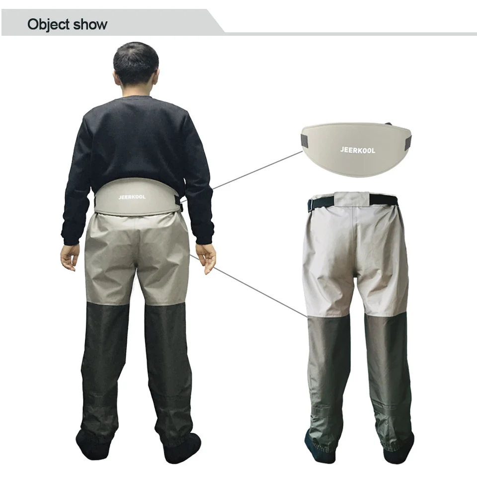 Original JEERKOOL Fly Fishing Waders Wading Pants Waistband Belt Overalls Men's Waterproof Cloth Breathable Foot Shoes fly fishing waders