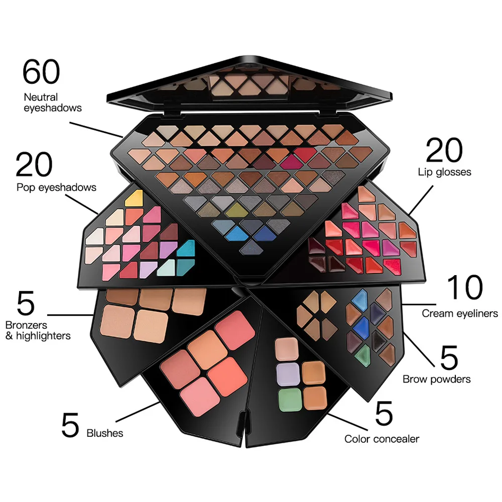 

Eyeshadow Palette Case Makeup Set 130 colors eye shadow matte shimmer Rotation box Blush powder bronzer Concealer blockbuster