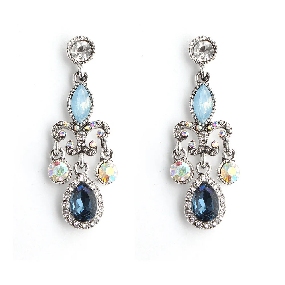 

crystal jewelry bohemian jewelry with stones blue and red earrings for women