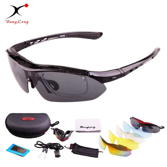Best Price BangLong Mountaineering UV400 Sun glasses for men polarized PC frame with 5 lens interchangeable sport cycling sunglasses