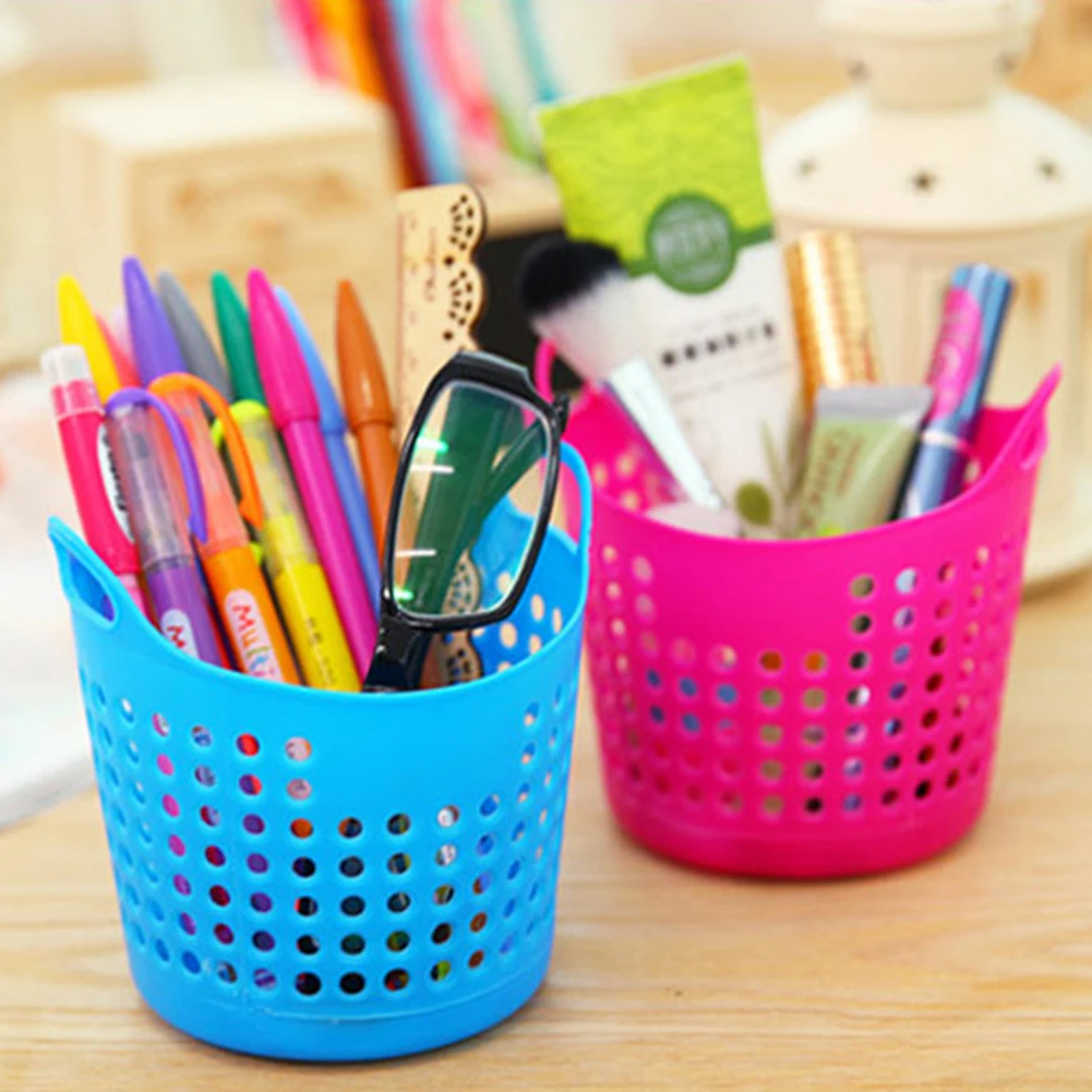 

Colorful Durable Trash Can Flexible Plastic Stationery Storage Basket Dorm High Quality Laundry Closet Organizer Bins