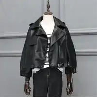 New Fashion Pu Biker For Women Mandarin Collar Zipper Casual Women Leather Moto Jacket Veste Women Autumn Coat Cuero Chaqueta
