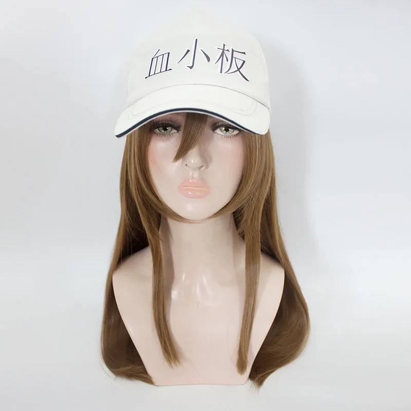 Coshome Anime Hataraku Saibou Wigs Platelet Red Blood Erythrocyte Leukocyte Cosplay Hats Cells at Work Caps (6)