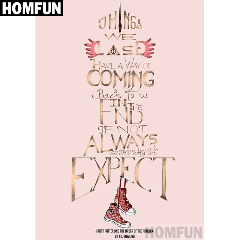 

HOMFUN Full Square/Round Drill 5D DIY Diamond Painting "Shoes text" Embroidery Cross Stitch 5D Home Decor Gift A06667