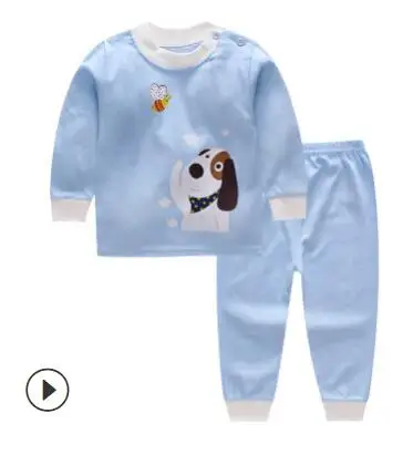 Хлопковая одежда для маленьких мальчиков и девочек; детская одежда для сна с героями мультфильмов; пижама с длинными рукавами; комплект детского нижнего белья; Детские подштанники; осенняя одежда - Цвет: Dog