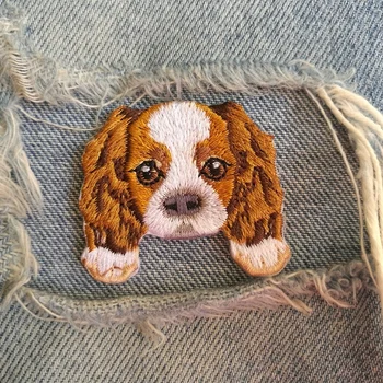 

1 PIC 4.0*3.6CM Embroidered cloth computer embroidery chapter CAVALIERKINGCHARLESSPANIRL DOG badge pocket dress decorative patch