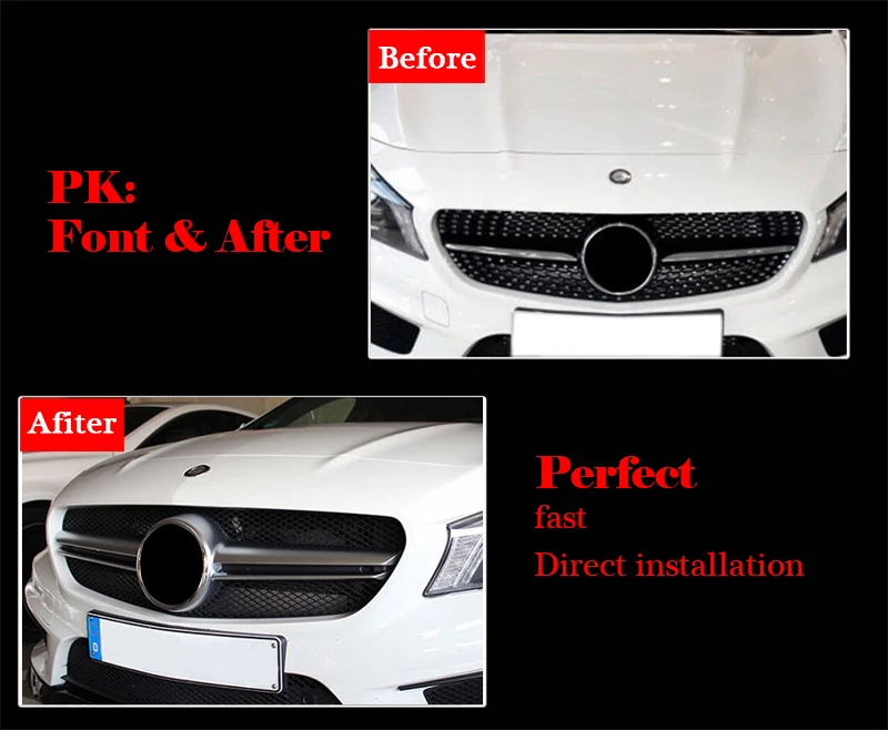 Передняя решетка для гриля Mercedes CLA W117 C117 X117 A45 Style ABS Gloss Black CLA180CLA200 CLA250 Прямая замена