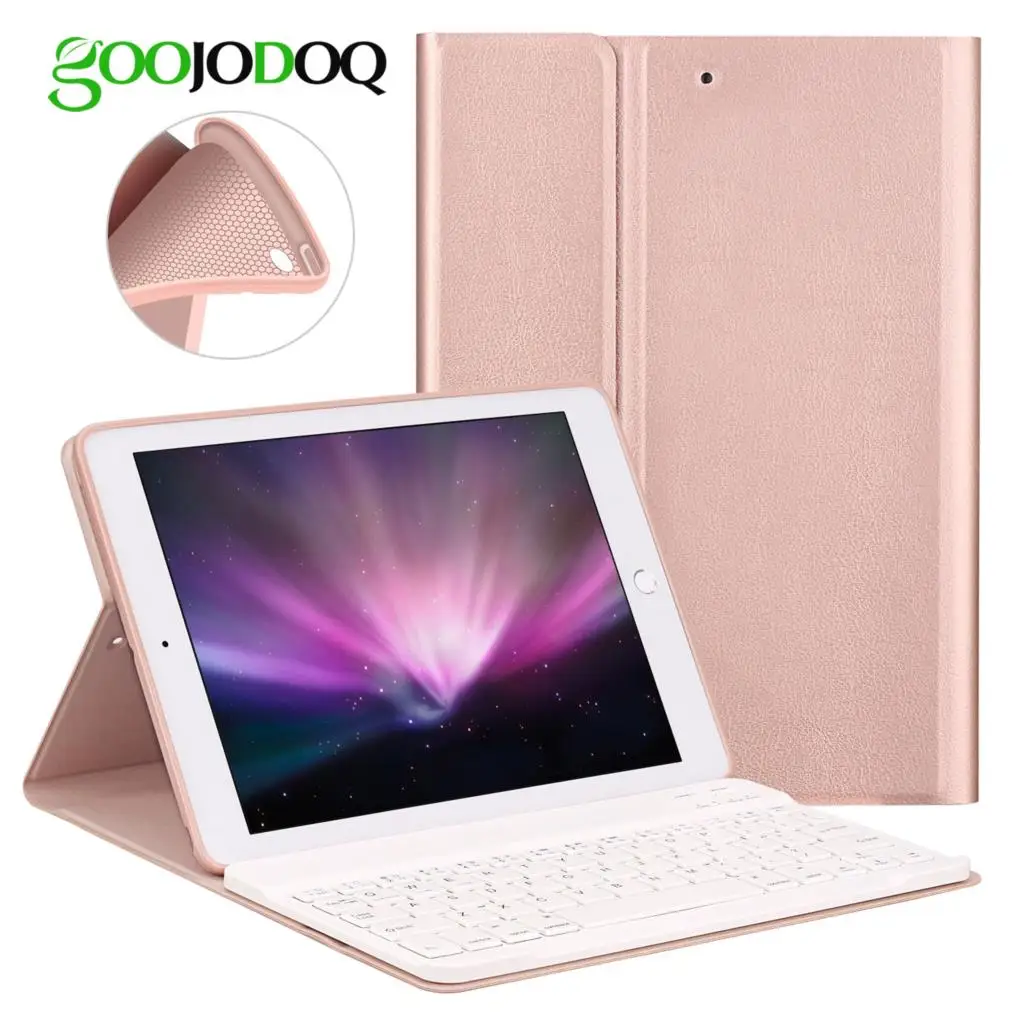 Comprar Caso de teclado para iPad 2018 2 de aire 1 para iPad 2017 caso de 2018 de 9,7 de silicona suave dentro de cubierta inteligente soporte Multi ángulo