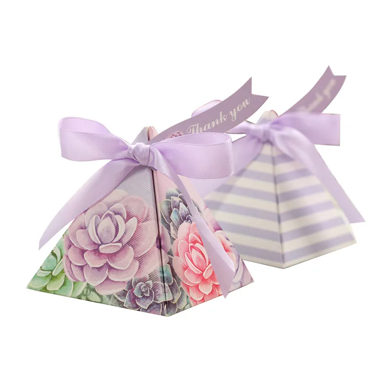 

Purple Jewel Flower Candy Box 50pcs / lot high quality romantic pastoral simple wedding gift box with card ribbon