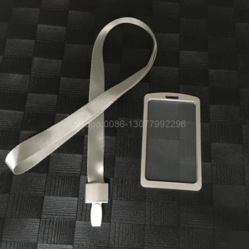 

1pc Office and School Company id Work Permit Card Aluminum Badges Holder Tag Card Sets with 1.5cm Lanyard neck strap