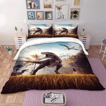 

Fashion 3D Dinosaur Digital Print Bedding Set Duvet cover + pillowcase 2/3 pcs Bed Set for Adult/Kids
