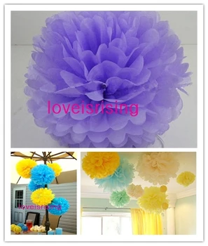 

Free shipping-10pcs 38cm (15") Lavender Tissue Paper Pom Poms Wedding Party Decor Flower Balls For Living Room Decor