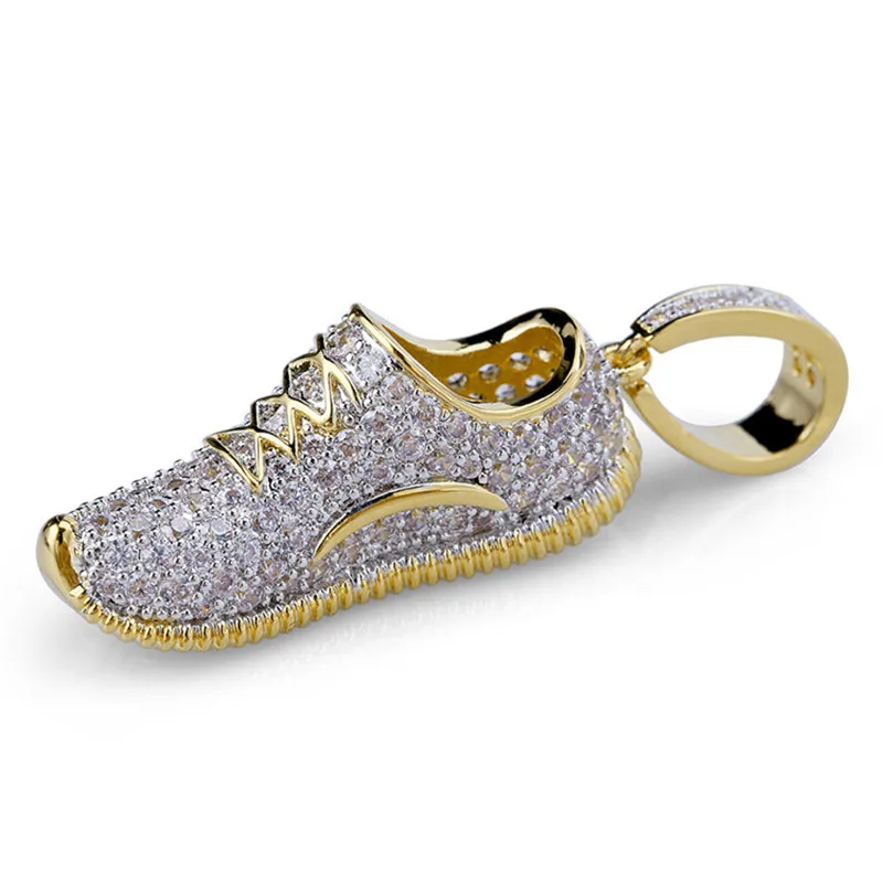 Мужские ожерелья Iced Out обувь кулон цепочки и ожерелья с золотой цепочкой Новое поступление AAA+ кубический циркон хип хоп ювелирн