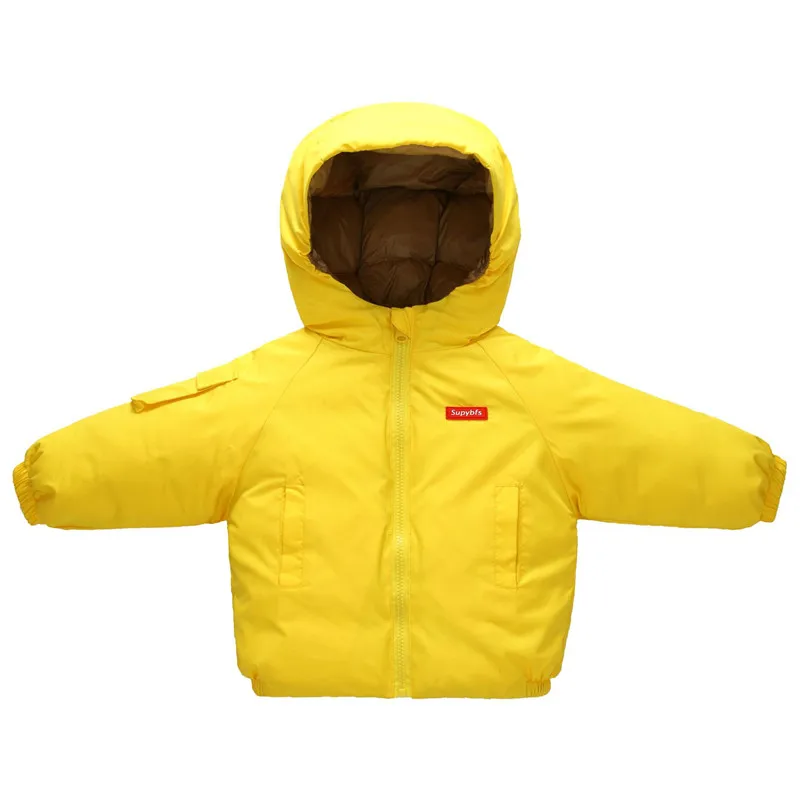 Детская одежда новая детская легкая куртка-пуховик Двусторонняя Детская одежда больших и средних размеров толстый пуховик в Корейском стиле для мальчиков - Цвет: yellow