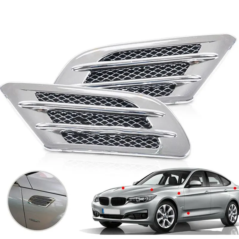 1 Pair Car Side Airflow Vent Cover Cover Fender Air Intake Grille Pipe Decoration Stickers