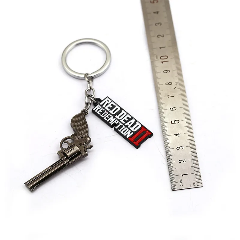 

New Game Red Dead Redemption 2 Keychain Metal Key Ring Chain 3D Gun For Men Car Women Bag Jewelry Souvenir Chaveiro llaveros