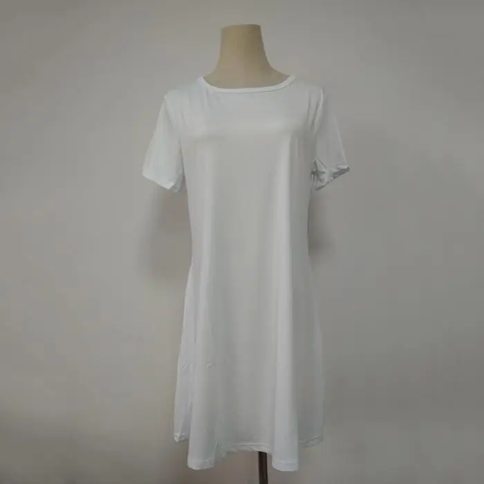 New Women One-pieces Dress Solid Color Short Sleeves Oversize Casual Dress for Summer MV66