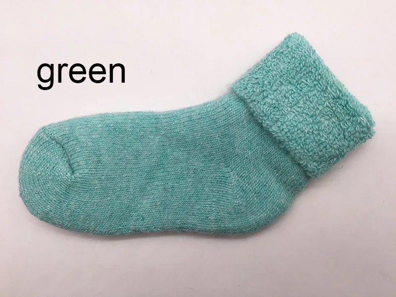 Теплые детские носки-тапочки От 0 до 7 лет толстые детские носки для мальчиков, зимние мягкие теплые носки для девочек WZ04 - Цвет: green