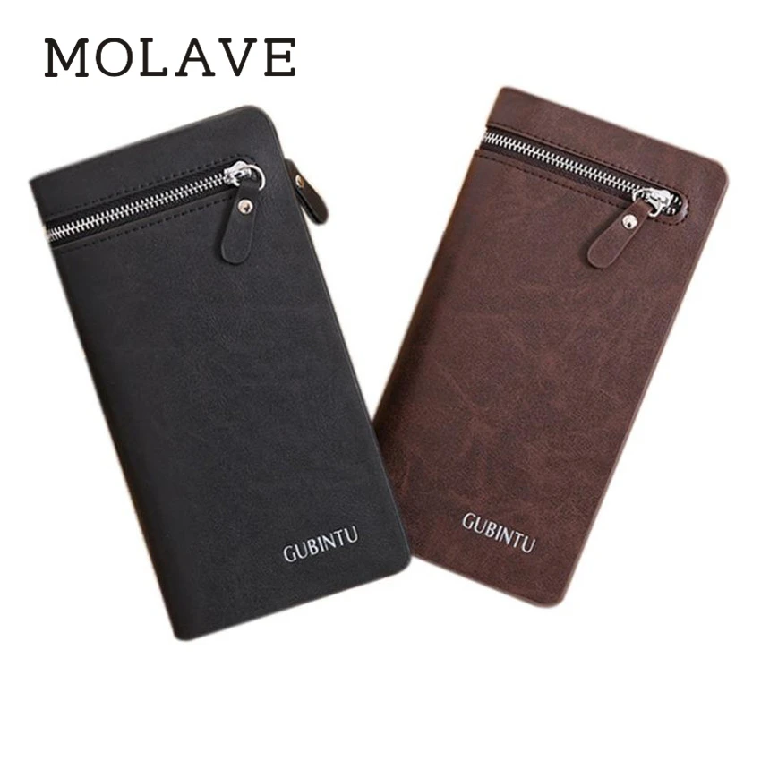 

MOLAVE wallets wallet male Solid coin purse Zipper Men Leather Card Cash Receipt Holder Organizer Leather Wallet Purse Feb12