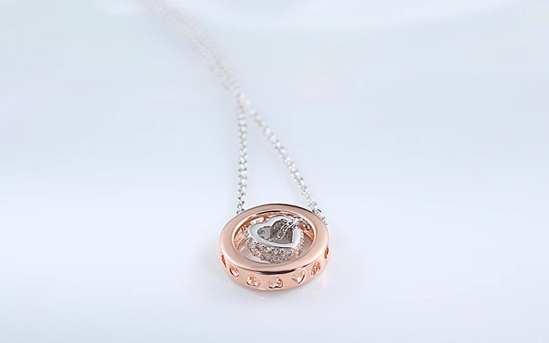 Sinya 925 sterling Silver pendant necklace Round ring and heart design for lover women girls include necklace chain 43cm+6cm (23)
